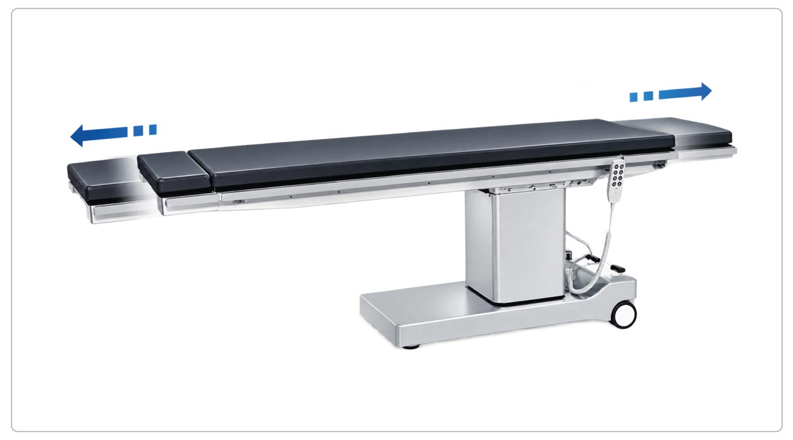 Longitudinal shifting table top